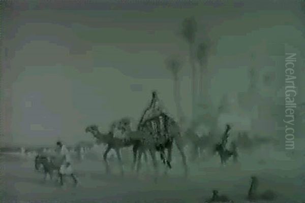 La Grande Caravane En Haut-egypte Oil Painting by Charles Theodore Frere
