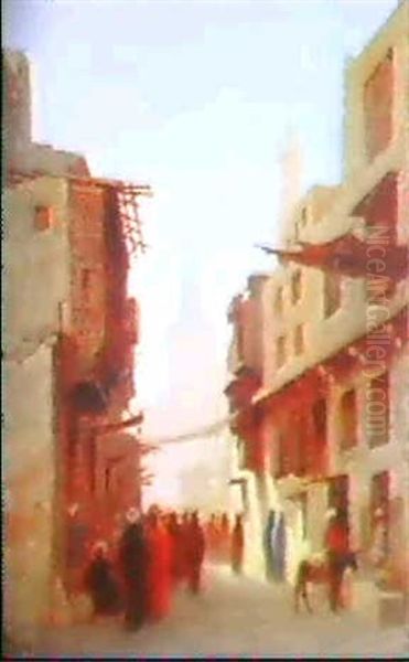 Ein Paar Bazaar-szenen In Cairo (pendants)                  (2) Oil Painting by Charles Theodore Frere