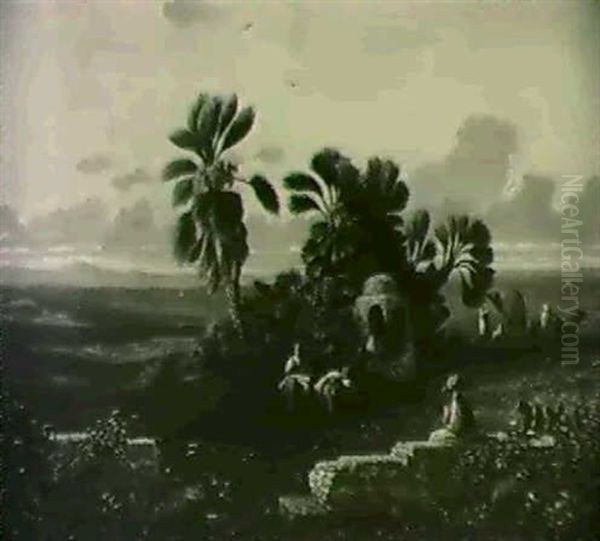 Kustenlandschaft In Algerien. Oil Painting by Charles Theodore Frere