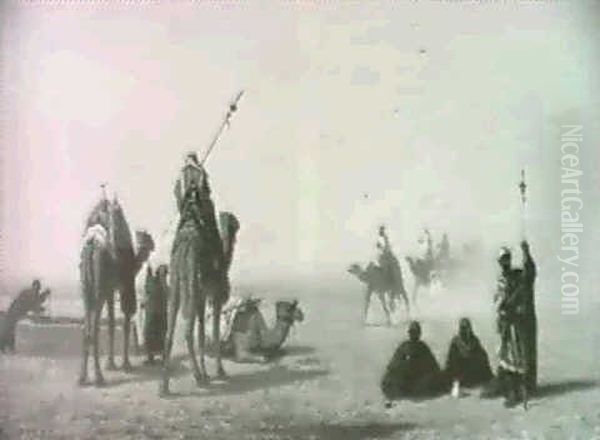 Halt In The Desert Oil Painting by Charles Theodore Frere