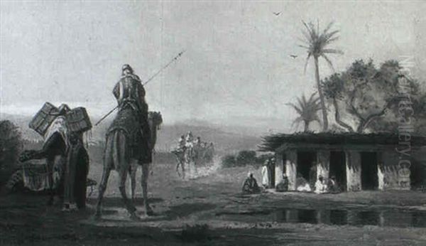 Arabs Resting By An Oasis Oil Painting by Charles Theodore Frere