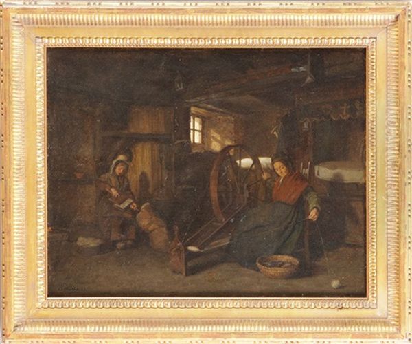 The Spinners Oil Painting by Pierre Edouard Frere