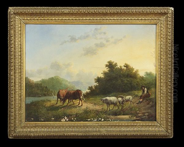 By The Lake's Edge Oil Painting by William Charles Anthony Frerichs