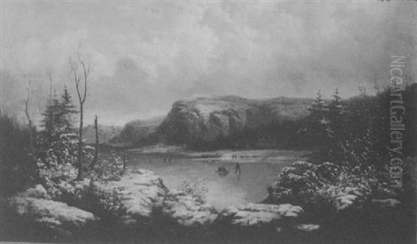 Skating Scene Oil Painting by William Charles Anthony Frerichs