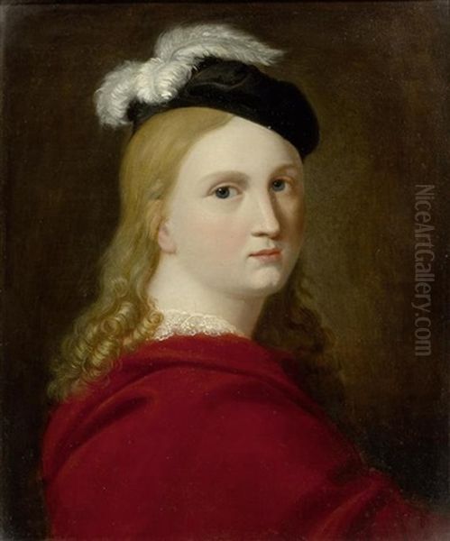 Bildnis Eines Mannes Mit Federhut(+ Bildnis Einer Dame Mit Federhut; Pair) Oil Painting by Daniel Albert Freudweiler