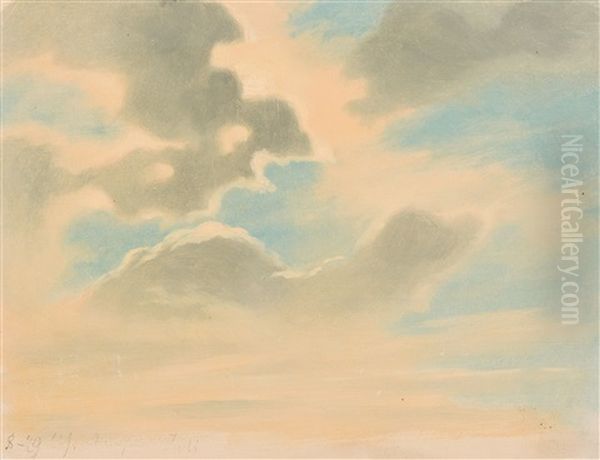Wolkenstudie Oil Painting by Johann Jakob Frey