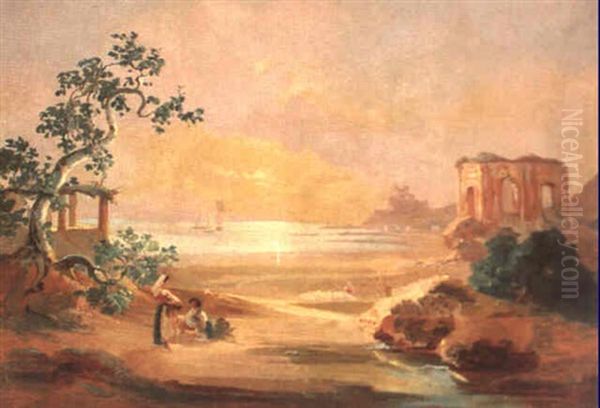 Kustenlandschaft Von Cumae Bei Neapel Oil Painting by Johann Jakob Frey