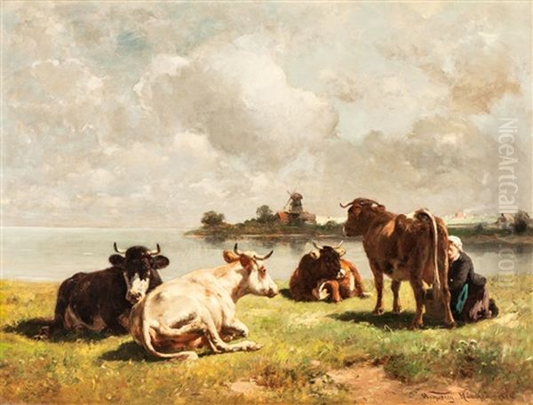Landschaft Mit Kuhen Oil Painting by Wilhelm Frey