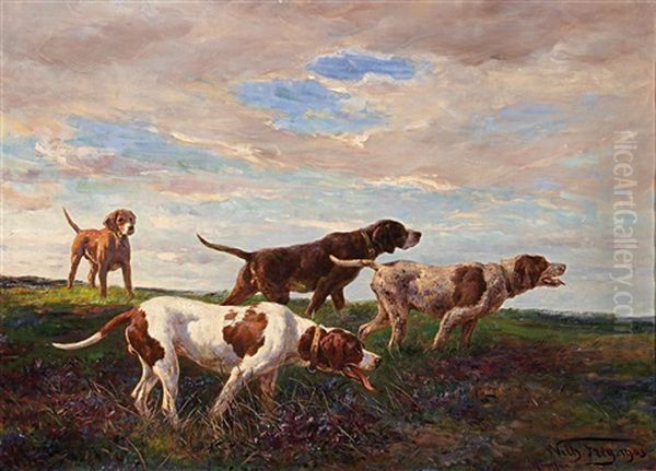 Jagdhunde Oil Painting by Wilhelm Frey