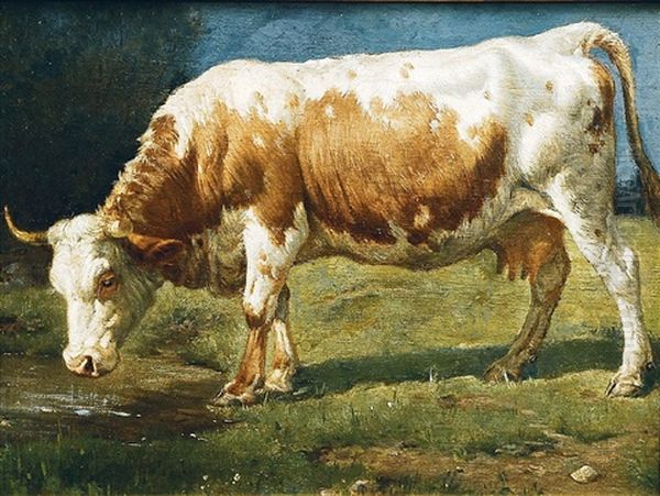 Kuh An Der Wassertranke Oil Painting by Wilhelm Frey