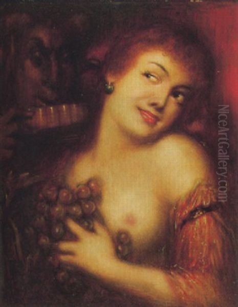 Satyr Und Manade Oil Painting by Adolf Frey-Moock