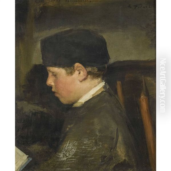 Sitzender Knabe Im Profil Oil Painting by Friant Emile