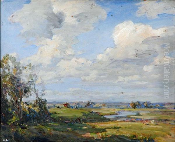 A Summer Landscape Oil Painting by Arthur A. Friedenson