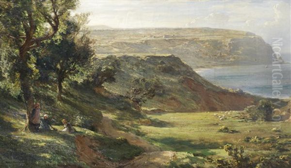 Springtime: Runswick Bay Oil Painting by Arthur A. Friedenson