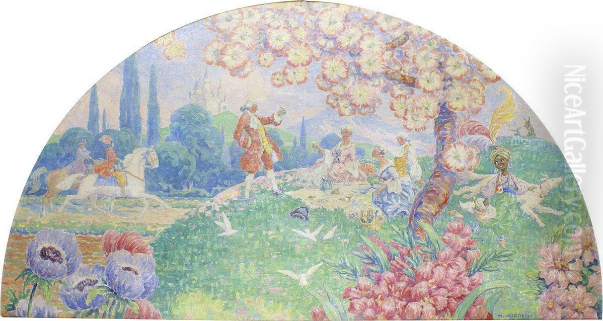 La Collation Champetre Oil Painting by Henri Aurrens