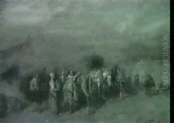 An Encampment Oil Painting by August M. Friedlander