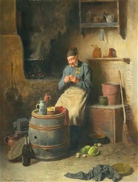 Kitchen Duty Oil Painting by Friedrich V. Malheim Friedlaender