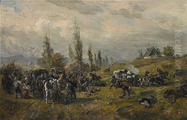 Rauberischer Uberfall Oil Painting by Friedrich V. Malheim Friedlaender