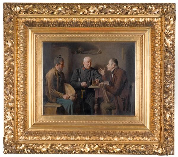 Conversation In The Inn Oil Painting by Friedrich V. Malheim Friedlaender