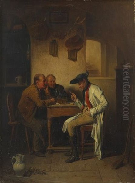 Telling A Tale Oil Painting by Friedrich V. Malheim Friedlaender