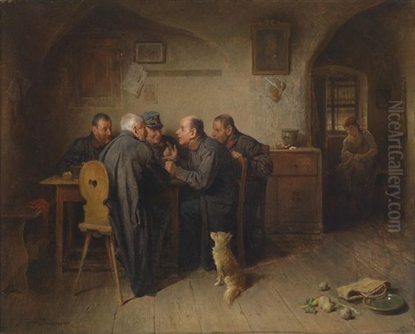 Gemutliche Unterhaltung Oil Painting by Friedrich V. Malheim Friedlaender