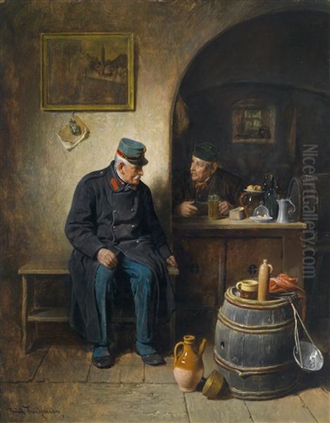Im Weinkeller Oil Painting by Friedrich V. Malheim Friedlaender