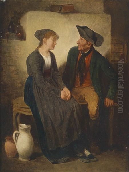 Der Verehrer Oil Painting by Friedrich V. Malheim Friedlaender