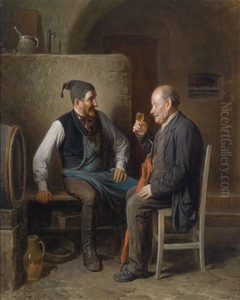 Die Weinverkostung Oil Painting by Friedrich V. Malheim Friedlaender