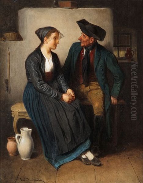 Der Heiratsantrag Oil Painting by Friedrich V. Malheim Friedlaender