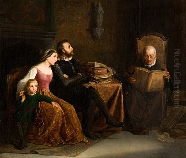 The Reader Oil Painting by Friedrich V. Malheim Friedlaender