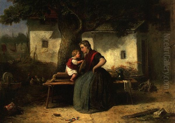 Mutterfreunden Oil Painting by Friedrich V. Malheim Friedlaender