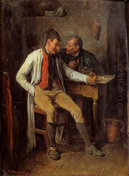 In Der Stube Oil Painting by Friedrich V. Malheim Friedlaender