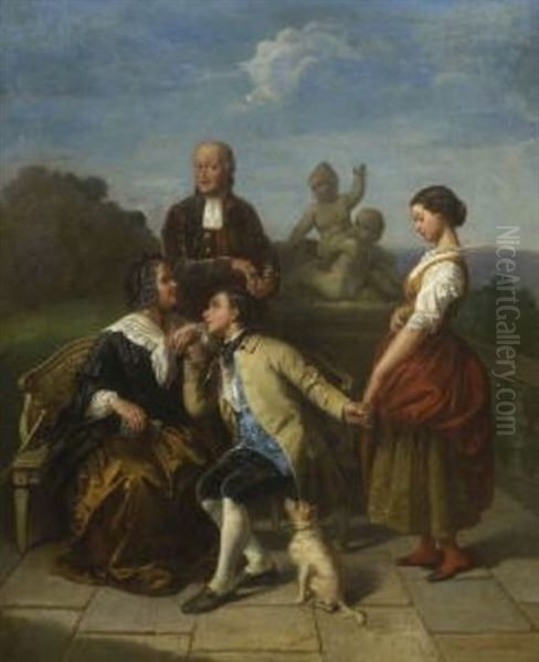 Elterlicher Segen Oil Painting by Friedrich V. Malheim Friedlaender