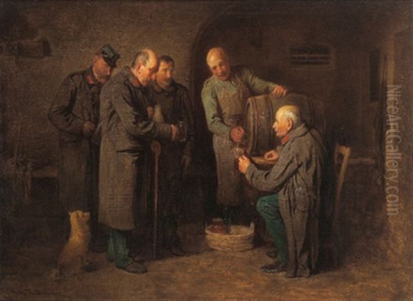 Umtrunk Der Veteranen Oil Painting by Friedrich V. Malheim Friedlaender