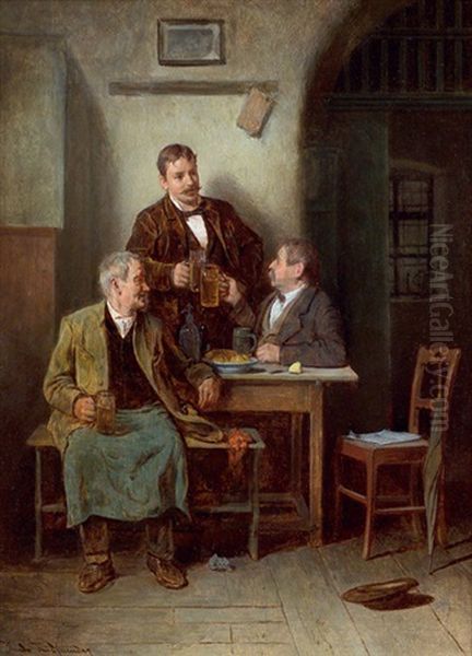 In Der Stube Oil Painting by Friedrich V. Malheim Friedlaender