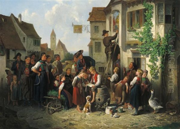 Der Maler Im Dorfe Oil Painting by Friedrich V. Malheim Friedlaender