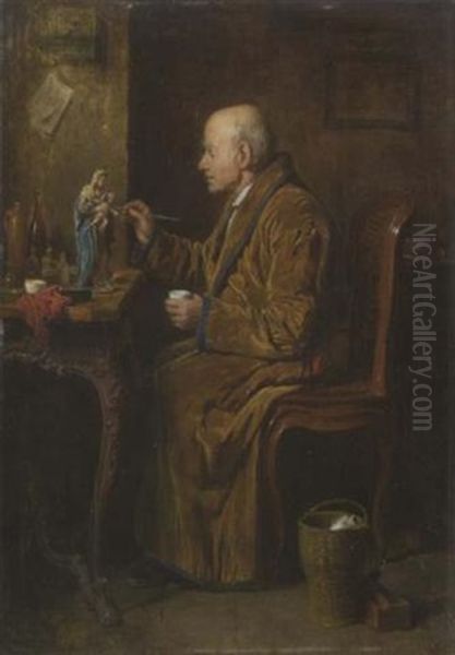 Der Skulpturensammler Oil Painting by Friedrich V. Malheim Friedlaender