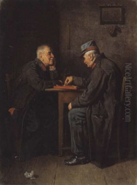 Veteranen Beim Brettspiel Oil Painting by Friedrich V. Malheim Friedlaender