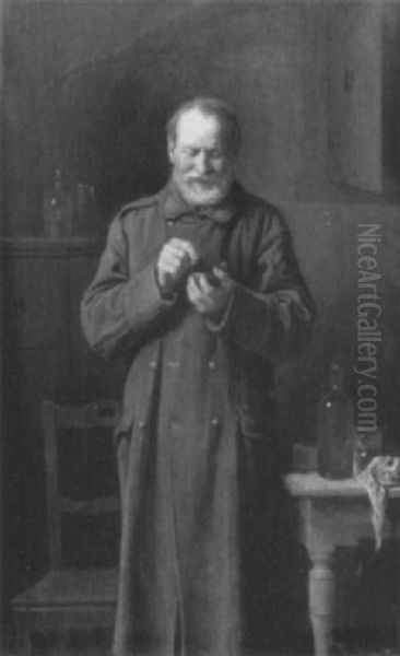 Veteran Mit Schnupftabak Oil Painting by Friedrich V. Malheim Friedlaender