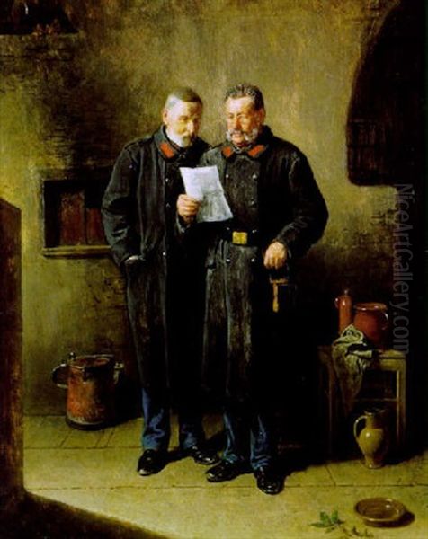 Vor Dem Rapport Oil Painting by Friedrich V. Malheim Friedlaender