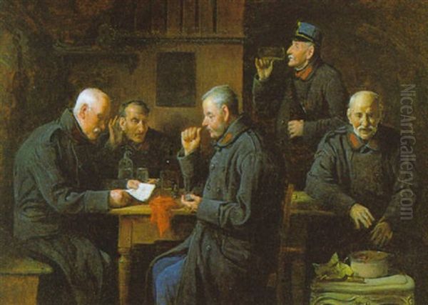 Alte Kameraden Oil Painting by Friedrich V. Malheim Friedlaender