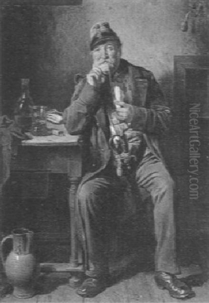 Der Zufriedene Veteran Oil Painting by Friedrich V. Malheim Friedlaender