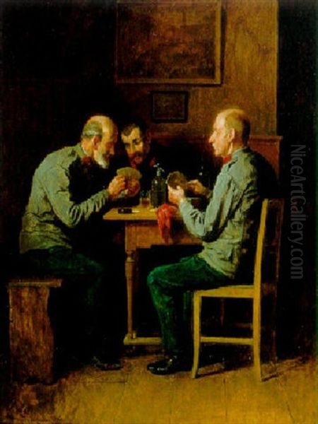 Der Kartenspieler Oil Painting by Friedrich V. Malheim Friedlaender