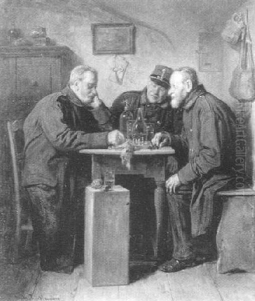 Invaliden Beim Schachspiel Oil Painting by Friedrich V. Malheim Friedlaender
