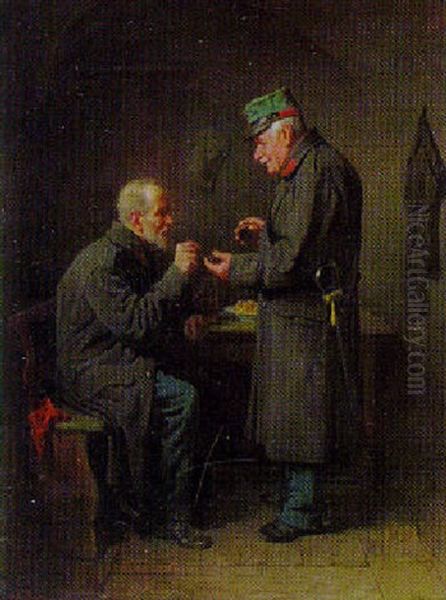 A Pinch Of Snuff Oil Painting by Friedrich V. Malheim Friedlaender