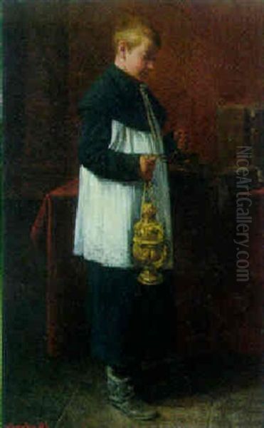 Ministrant Oil Painting by Friedrich V. Malheim Friedlaender