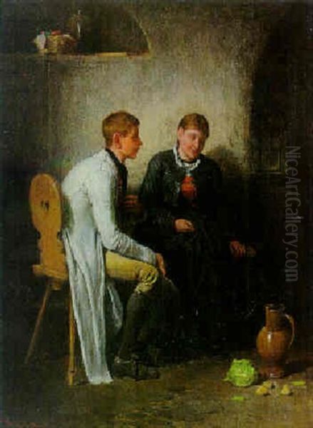 Zartes Werben Oil Painting by Friedrich V. Malheim Friedlaender
