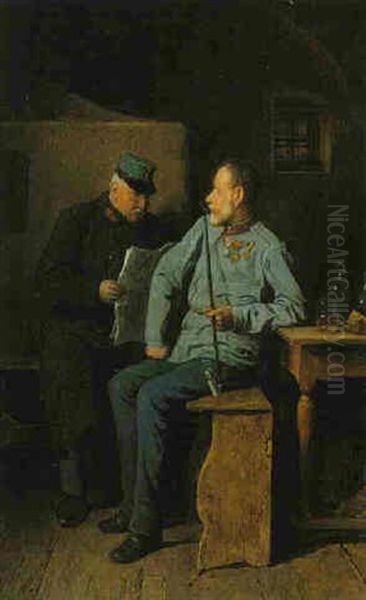 In The Inn Oil Painting by Friedrich V. Malheim Friedlaender