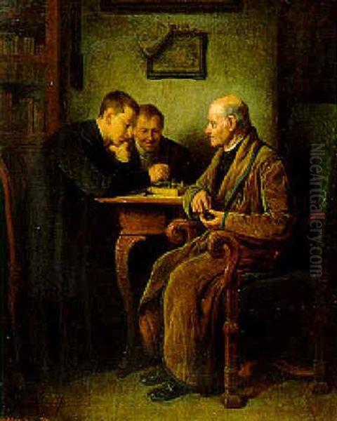 Schachspieler Oil Painting by Friedrich V. Malheim Friedlaender