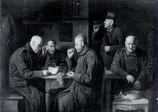 Alte Kameraden Oil Painting by Friedrich V. Malheim Friedlaender